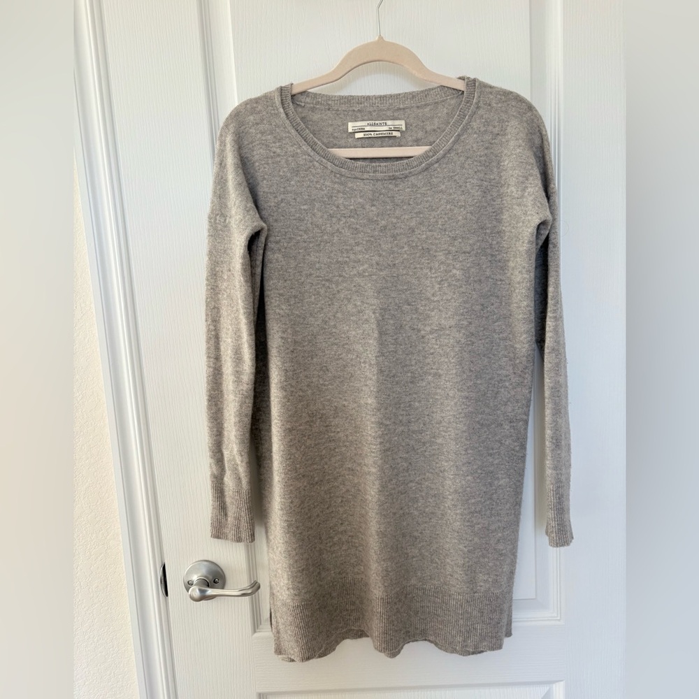 All Saints Light Gray Long Sleeve Cashmere Dress